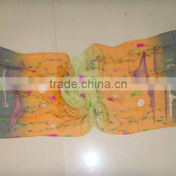 Hand Drawing Lady's Silk Long Scarves Shawl Scarf photo-3