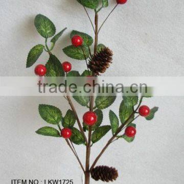 2015 newest special artificial holly and foam red berry pick branches pick for chrismas decoration pick new christmas pick