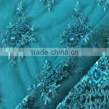 FANCY PEARL AND BEAD MESH EMBROIDERY FABRIC FOR EVENING DRESS