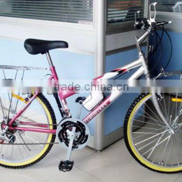 26 lady steel bike pink/silver bicycle with front carrier