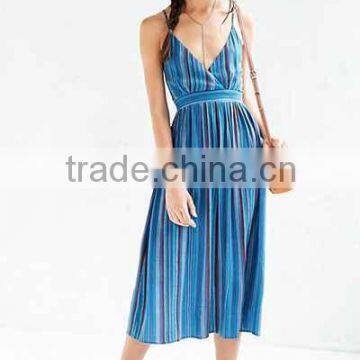 Fashion Design American Style Stripy With Spaghetti Strap COLORFUL Design Casual Dress