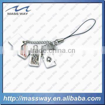 custom funny play Poker shape metal cell mobile phone charm