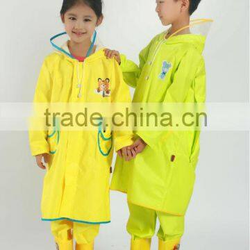 210T polyester fabric with PU coating children environmental kids non-toxic waterproof windproof raincoat