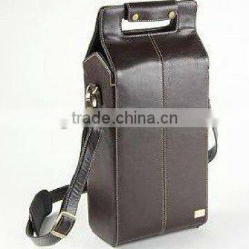 Quality leather wine bag,wine tote,wine carrier,wine holder,two bottle wine bag,wine gift