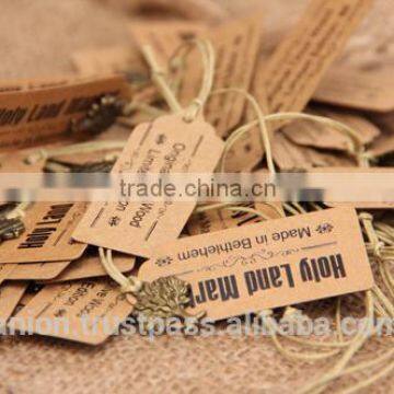 Paper Craft Label with Cotton Cord and Bronze Mini Olive Wood Tree