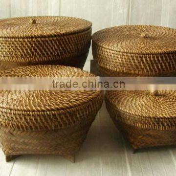 New design rattan lounge wicker basket with lid