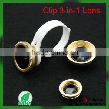 new products on china market universal circle clip 3 in 1 camera lens for smart phone