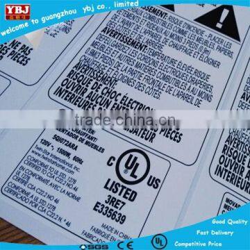 Temperature Resistant Electronic Epuipment Labels and Waterproof Sticker