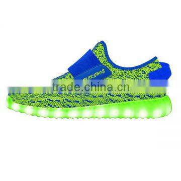 Candy Color Kids Led Light up Sneakers Flyknit Buckle up Kids Electric Led Sneakers Cheap Kids Shoes for Wholesale