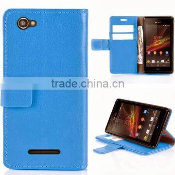 For sony xperia M c1905 blue wallet leather case high quality factory's price