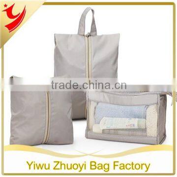 3pieces travel shoe, cosmetic, cloth storage bag in waterproof material