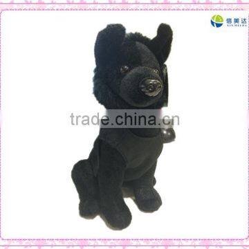 sitting black dog soft toy