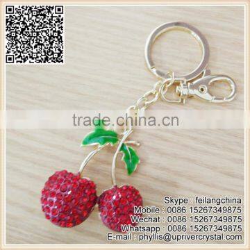 Factory Cheap Sale Fashion Key Ring Jewelry Artificial Cherry Keychain For Decoration