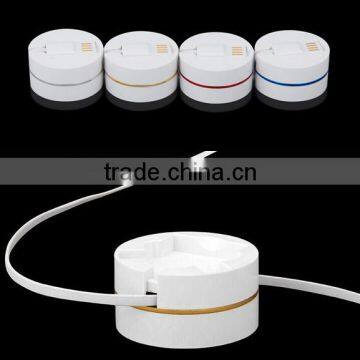 Travel Charger Cable USB Data Sync Charger Cable 3 In 1 Round Box Retractable Usb Data Cable for All Brand Phone