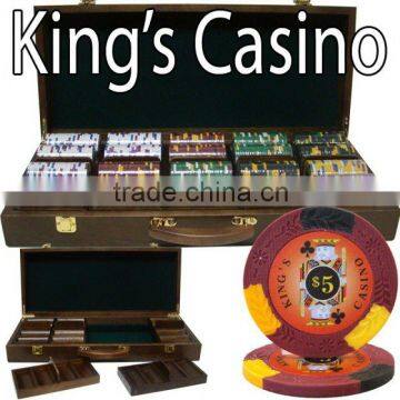 Kings Casino Poker Chip Set with Walnut Case - 500 Piece