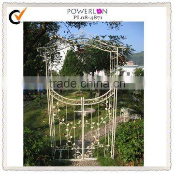 Metal Garden Arch and Gate, White, Round Top, Perfect For Various Climbing Plant