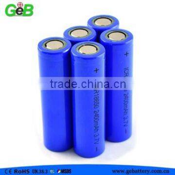 2016 GEB High Quality Cylindrical 18650 3.7V 2400mah Lipo Battery Shenzhen Factory