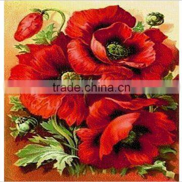 DIY Handmade Diamond Painting Red Big Flowers Resin Rhinestone Pasted Cross Stitch for Home Decoration 30*40cm