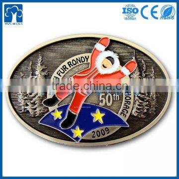 High quality die cast soft enamel christmas belt buckle