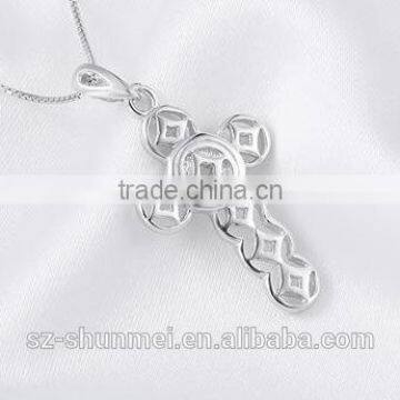 Modern silver cross pendant