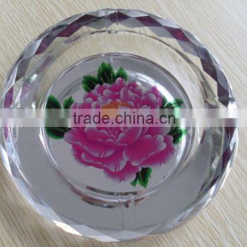 Transparent Beautiful Crystal ashtray with customized printing