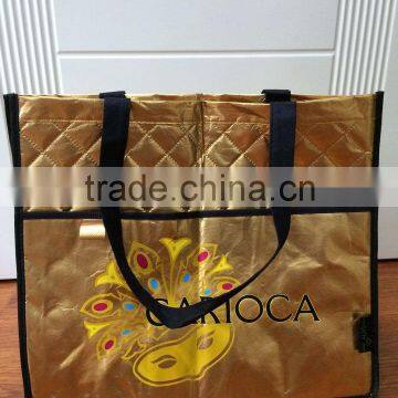 eco friendly laminated pp woven metallic shopping bag