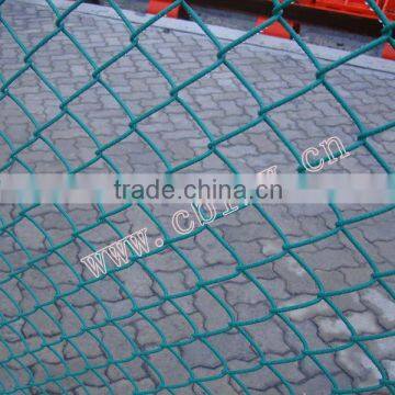 Blue vinyl coated chain link fence