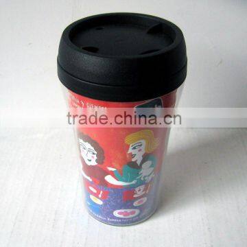 Smart Promotional plastic travel mug with paper inserted or not