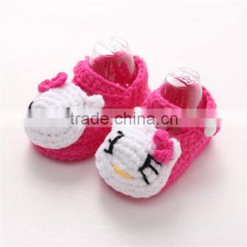 Pink Cat Baby Wool Shoes Crochet Infant Indoor Slipper