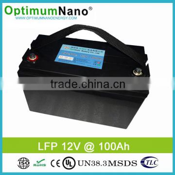 12V/100Ah brand new LiFePo4 rechargeable battery with high performance PCM