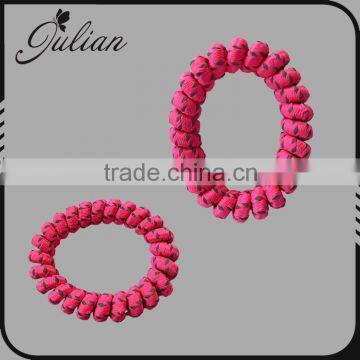 Fashion Elastic Telephone Wire Hair Band Wrapped Fabric Ponytail Holders Bracelet Colorful Hair Accessories FHHTA0014
