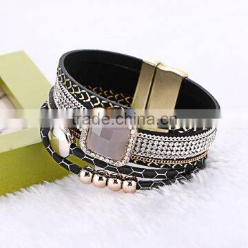 Multilayer Rhinestone Magnetic Korea Velvet Crystal Wrap Bracelet