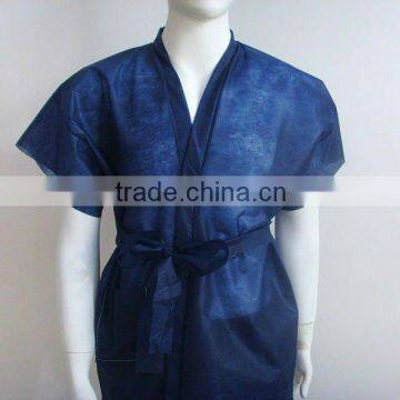 Disposable non-woven blue bathrobe for hotel