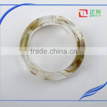 2016 wholesale pressed flower bangle resin bangles with real flower