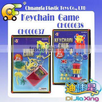 Plastic keychain game-hang on mokey, mini game plastic promotional toys