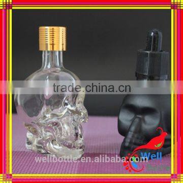 Small Skull Perfume Bottle With Frosted Oil Glass Bottle With Clear Glass Bottles With Screw Cap