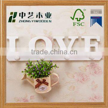Trade Assuance Wooden Coat Clothes Hanger Hook Wall Mounted or Behind the Door for Bedroom Decoration