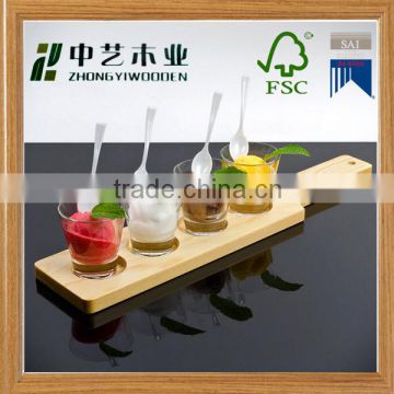 hot selling BSCI solid pine wooden beer bottle glass tasting serving tray holder for bar