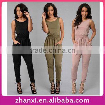 Sleeveless sexy long women jumpsuits custom made overalls wholesalers pink coveralls