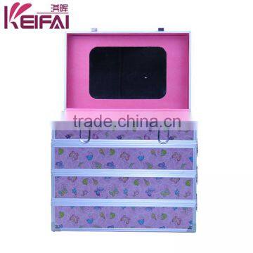 Personalized Lockable Hardshell Pink Makeup Boxes With Compartments photo-4