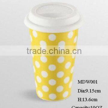 10oz reusable eco-friendly double wall ceramic cup