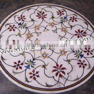 White Marble Dining Table Tops , inlay Coffee Table Top