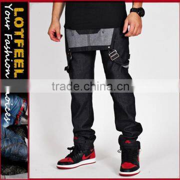 High quality overalls jeans men blank denim jeans wholesale raw denim jeans (LOTM271)