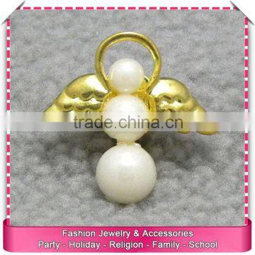 Angle shaped imitation pearl brooch, fashion imitation gold brooch wholesale