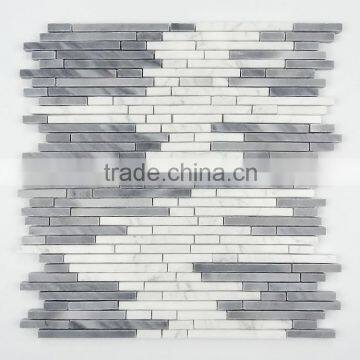 Polished grey and white random strip marble mosaics discount code