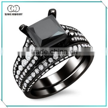 Fashion silver wedding ring with black gold plated