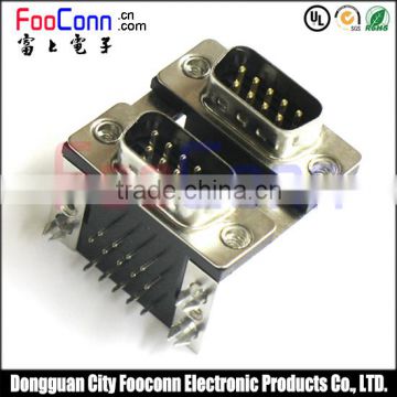 D-SUB Dual Port Connector, 9 pin Right Angle type