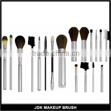 18pcs Professional Private Label Cosmetic Brushes, Touch Up Silver Cosmetic Brush Set