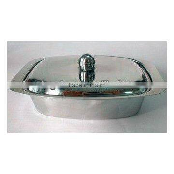 square shape stainless steel butter dish metal with lid