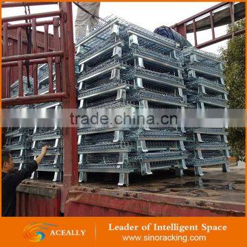 Aceally Steel foldable storage wire mesh cage stillage/cage pallet